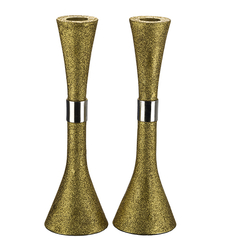 Aluminum candlestick in glitter gold - 23 cm