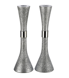 פמוט אלומיניום בגוון כסף נצנצים - 23 ס