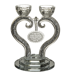 פמוט קריסטל לב - אבנים כסף 21 ס