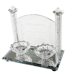 Elegant crystal candlesticks with candle lighting 17x18 cm