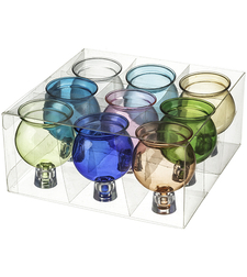 תשיעיית כוסיות זכוכית צבעוניות לשמן 7X4.5 ס
