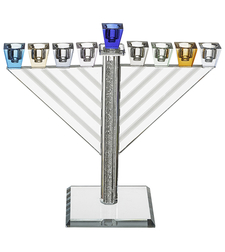 חנוכיה קריסטל מהודרת צבעונית 21 ס