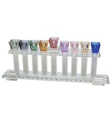 Exquisite crystal menorah with colored reeds and stones 13 * 33