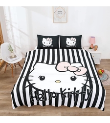 מצעי הלו קיטי שחור פסים 160/200  