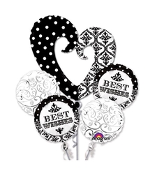 זר בלונים BEST WISHERS שחור לבן