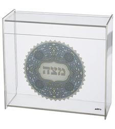 כלי למצה מפרספקס שקוף עם עיטור 21X23 ס