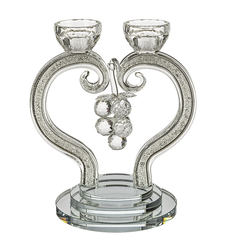 פמוט קריסטל לב - אבנים לבנות 