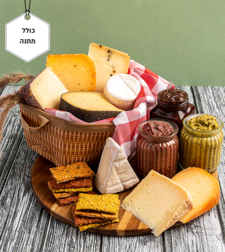 עין הוד-ערכת פיקניק רומנטית של גבינות, מטבלים וקרקרים