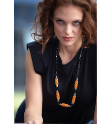 Long Statement Orange Necklace | Timna