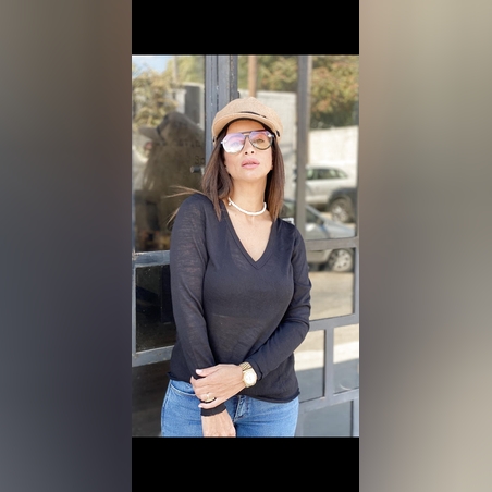 חולצה בייסיק V פשתן 