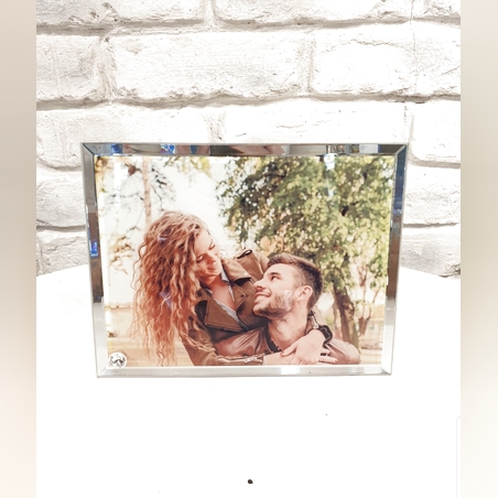 מעמד זכוכית מלבן עם תמונה גדולה