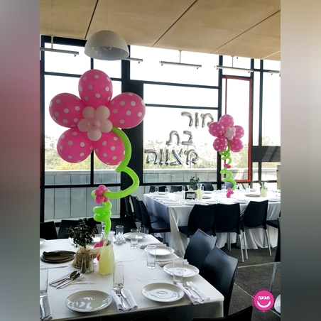 חבילת 2 פרחים וכיתוב בבלונים 