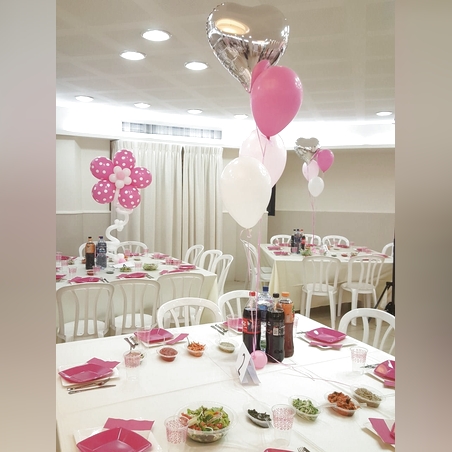סידור שולחן 3 בלונים + לב\כוכב + משקולת