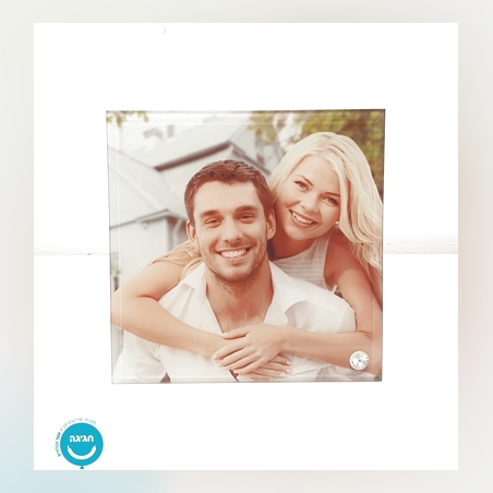 מעמד זכוכית ריבוע עם תמונה