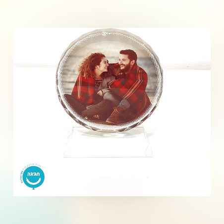 קריסטל זכוכית עגול עם תמונה