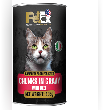 פטקס שימור לחתול חתיכות ברוטב עם בקר