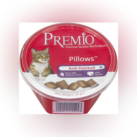 פרמיו חטיף כריות נגד כדורי שיער לחתולים 60 גר'