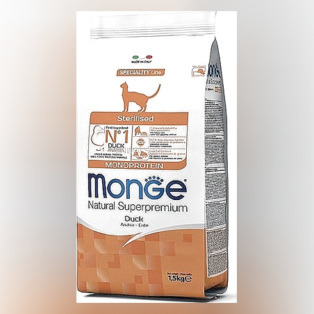 מונג' מונו סטרילייזד ברווז לחתולים 1.5 ק