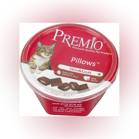 פרמיו חטיף כריות לטיפוח העור והפרווה לחתולים 60גר'