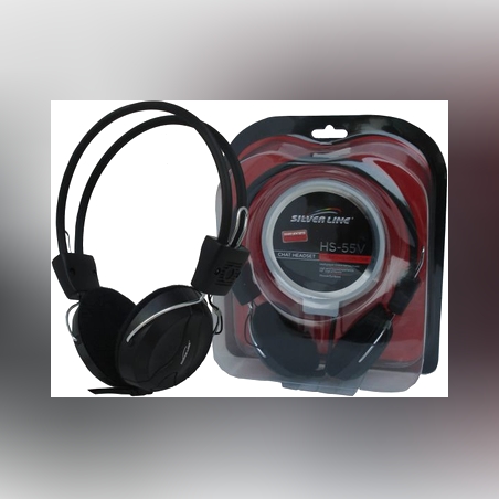 אוזניות+מיקרופון עם ווליום לשליטת עוצמה SL HS-55V בצבע שחור SilverLine