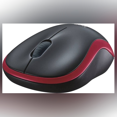 עכבר אלחוטי Logitech Wireless Mouse M185 בצבע שחור-אדום