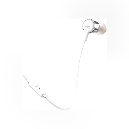 אוזניות IN EAR עם מיקרופון JBL T210 - כסוף\לבן