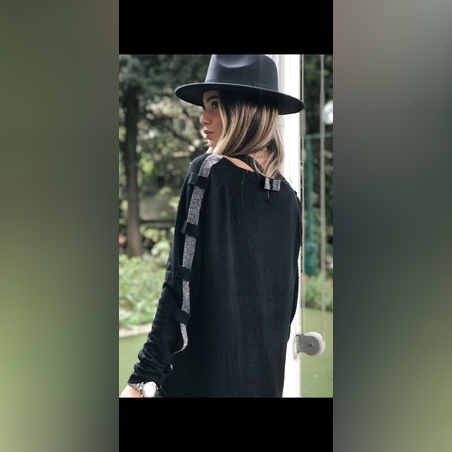 סריג שרוול פס נוצץ