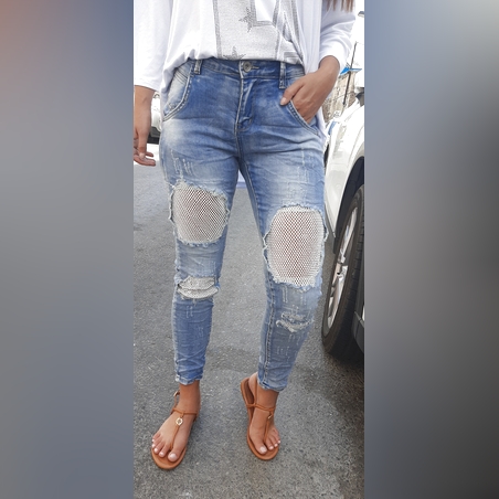 ג'ינס קרעים רשת 