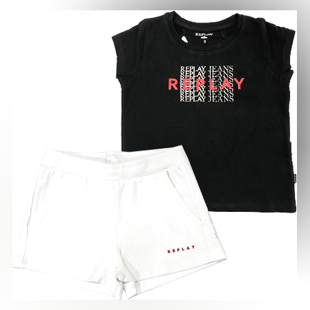 חליפת REPLAY לילדות (מידות 3 חודשים- 12 שנים) שחור לבן