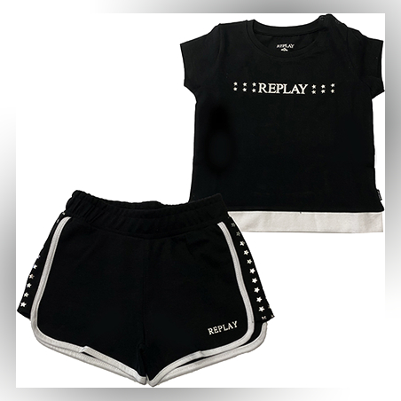 חליפת REPLAY לילדות (מידות 3 חודשים - 12 שנים) שחור לבן כוכבים REPLAY KIDS