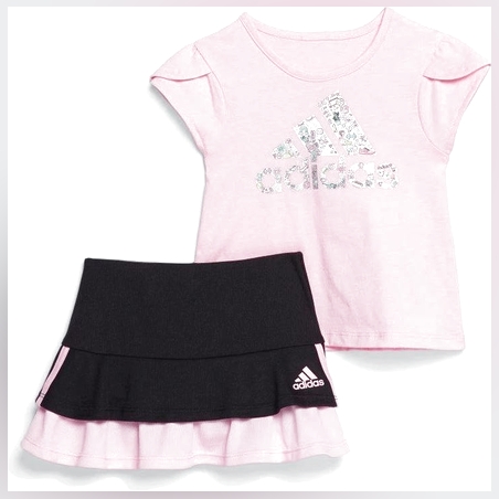חליפה ורודה עם חצאית ADIDAS בנות - 3 חודשים עד 7 שנים