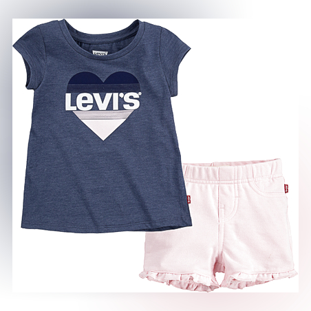 חליפת LEVIS לילדות ( מידות 2-4 שנים) לוגו לב