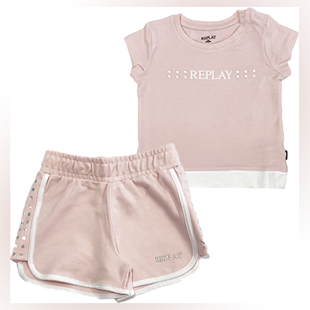 חליפת REPLAY לילדות (מידות 3 חודשים - 12 שנים) ורוד כוכבים REPLAY KIDS