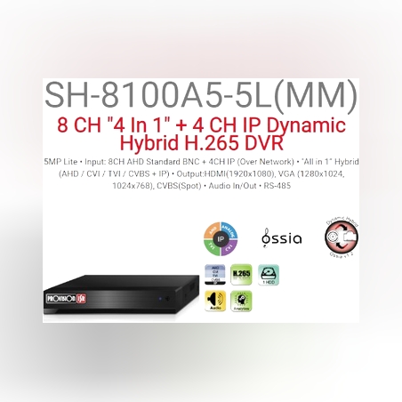 מכשיר הקלטה 2 מגה היברידי SH-8100A5-5L MM 2TB IP1+AHD8