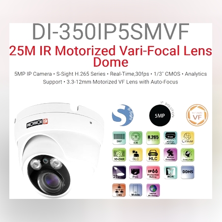 מצלמת כיפה IP Provision DI-350IP5SMVF 5MP DOME IP66 VF