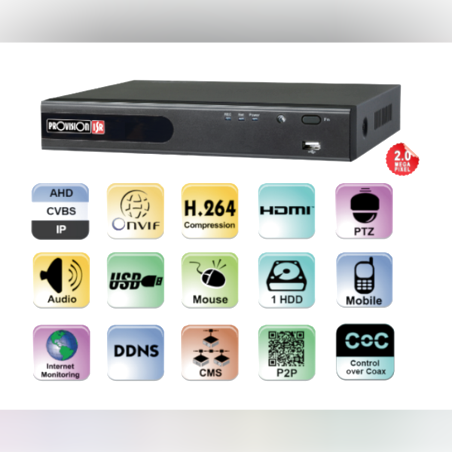 מכשיר הקלטה 2 מגה SH-4050A-2 1TB IP1+AHD4