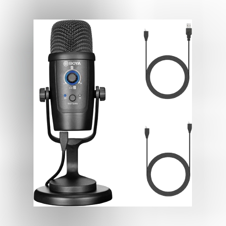 מיקרופון כולל מעמד שולחני חיבור BOYA BY-PM500 USB-A