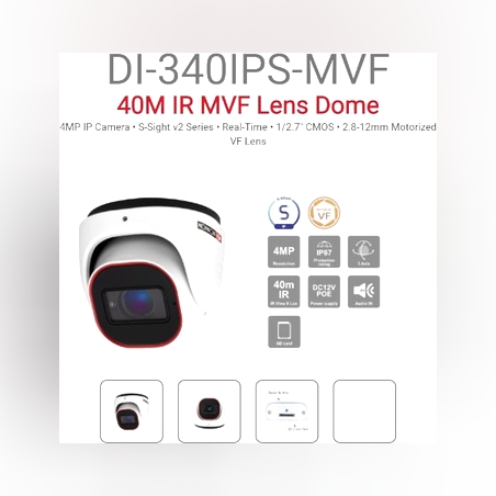 מצלמת כיפה Provision DI-340IPS-MVF IP 4MP VARY FOCAL 40M IR POE