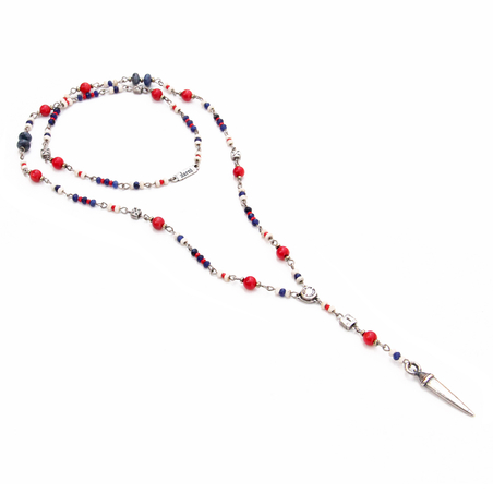 שרשרת שמיניות - אדום כחול לבן כסף