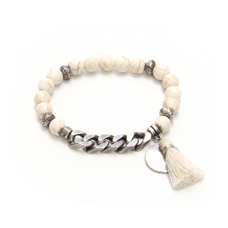 צמיד גורמט אבנים - לבן, כסף