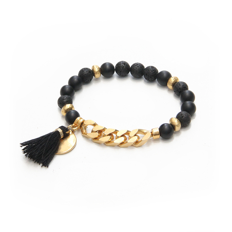 צמיד גורמט אבנים - שחור, זהב