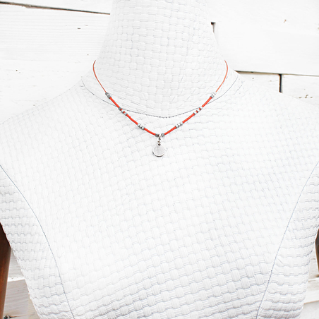 שרשרת מיוקי מטבע - כתום, כסף