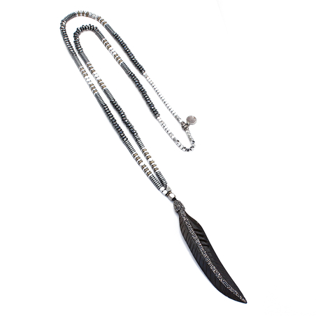 שרשרת נוצה המטייט  - שחור