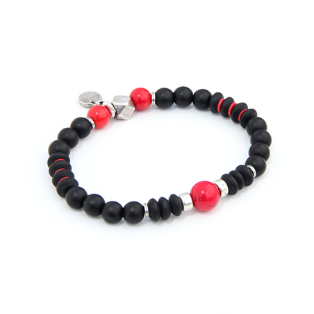 צמיד קים - אדום, שחור, כסף 