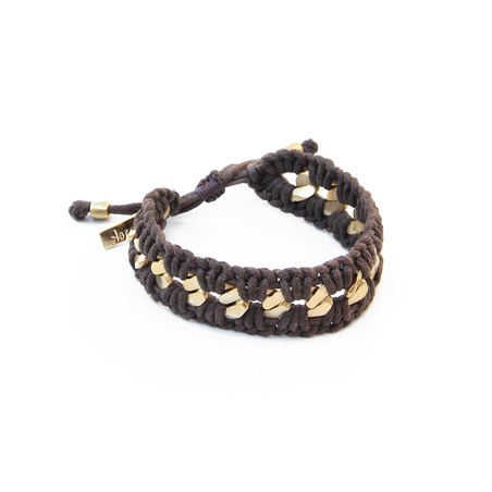 צמיד קרושה עבה - חום, זהב 