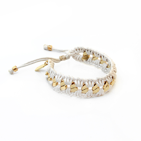 צמיד קרושה עבה - שמנת, זהב