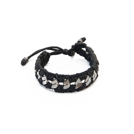 צמיד קרושה עבה - שחור כסוף