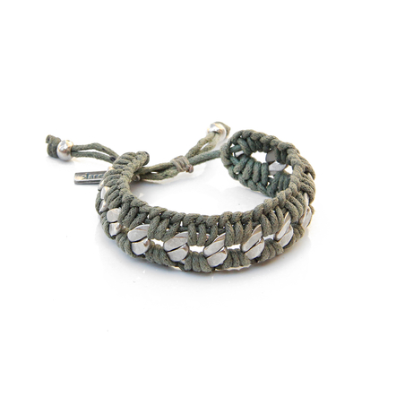 צמיד קרושה עבה - ירוק זית כסוף