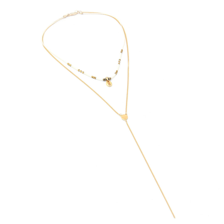 שרשרת רוקי קונכייה - לבן זהב 