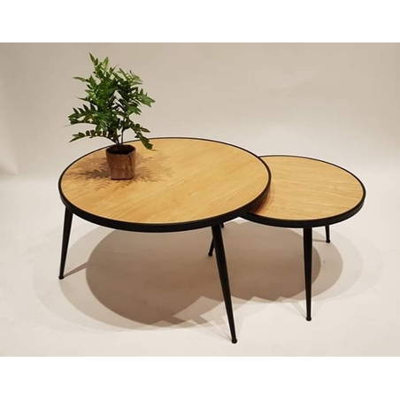 סט שולחנות עגולים לסלון רגלי קונוס